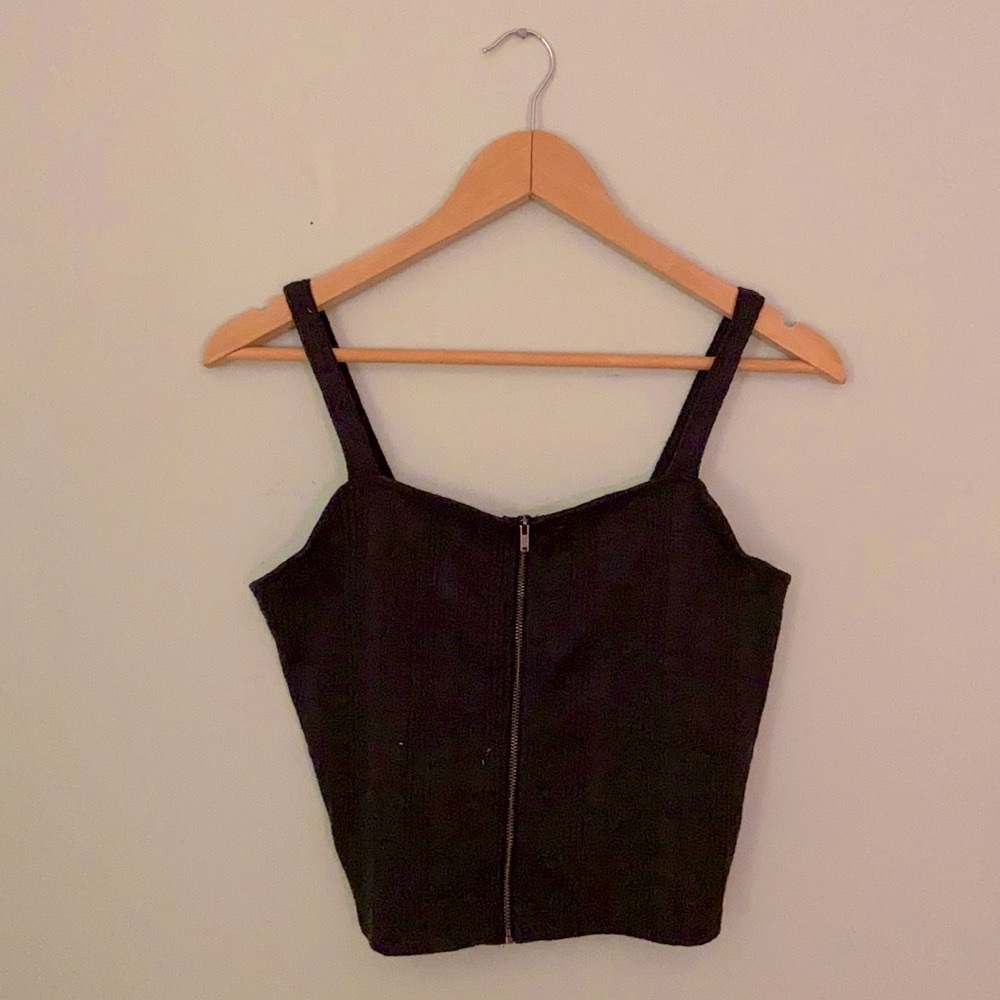 Sexy American Eagle Dark Grey Zip Crop Top